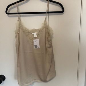 H&M NWT Women’s Beige Camisole with Lace Detail